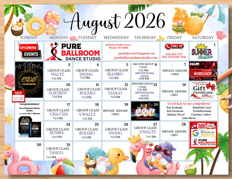 Pure Ballroom | Dance Studio | Events in August